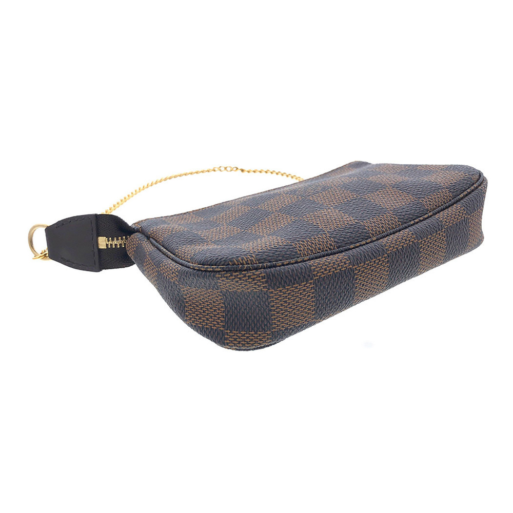 Louis Vuitton Mini Pochette Damier Ebene Chain Pouch Brown Handbag - Picture 3 of 7